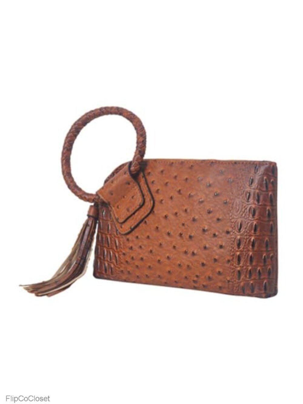 Faux Leather Mini Wristlet Purse with Tassel, Handbag Clutch